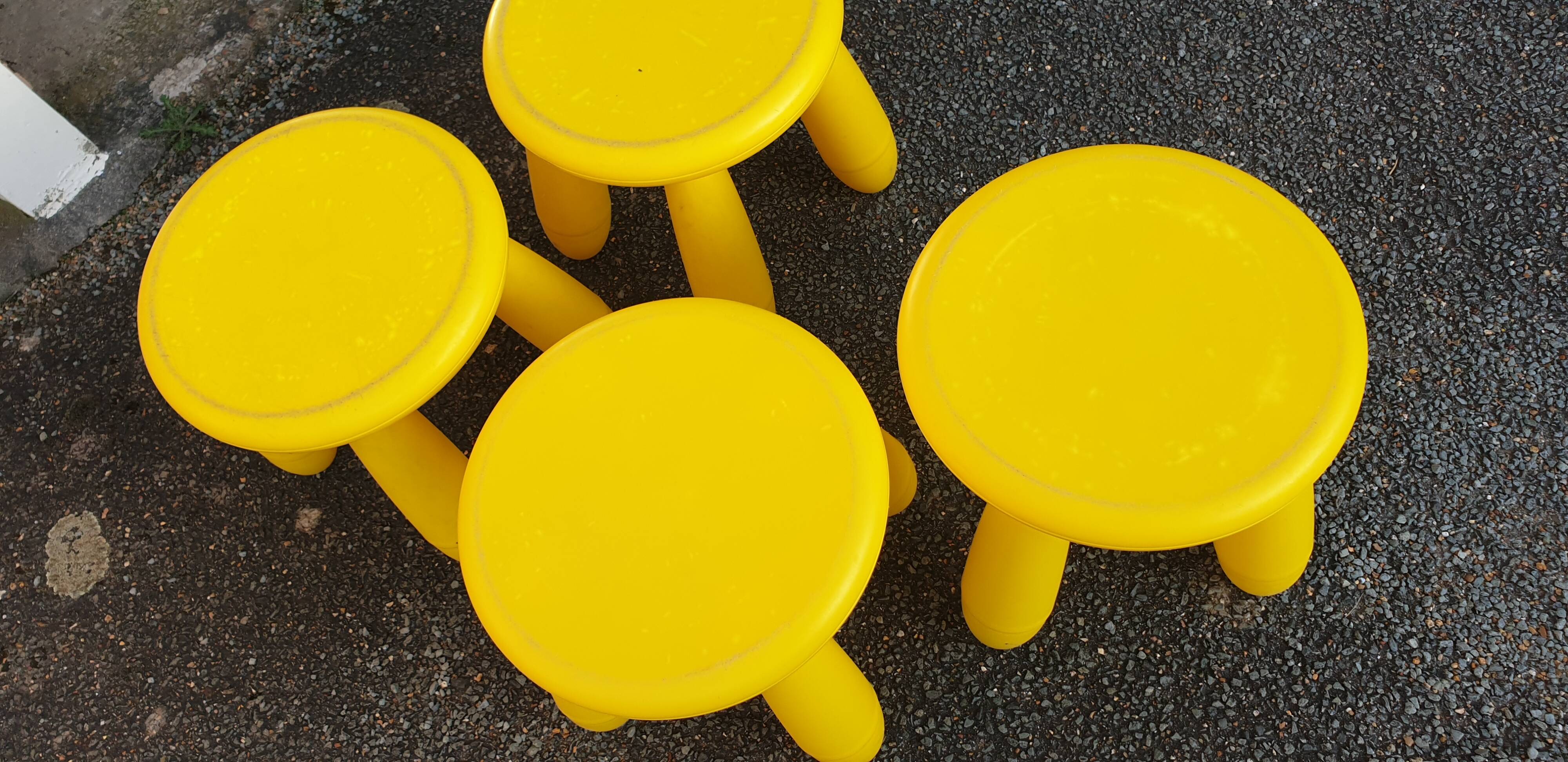 4 low canary yellow stools
