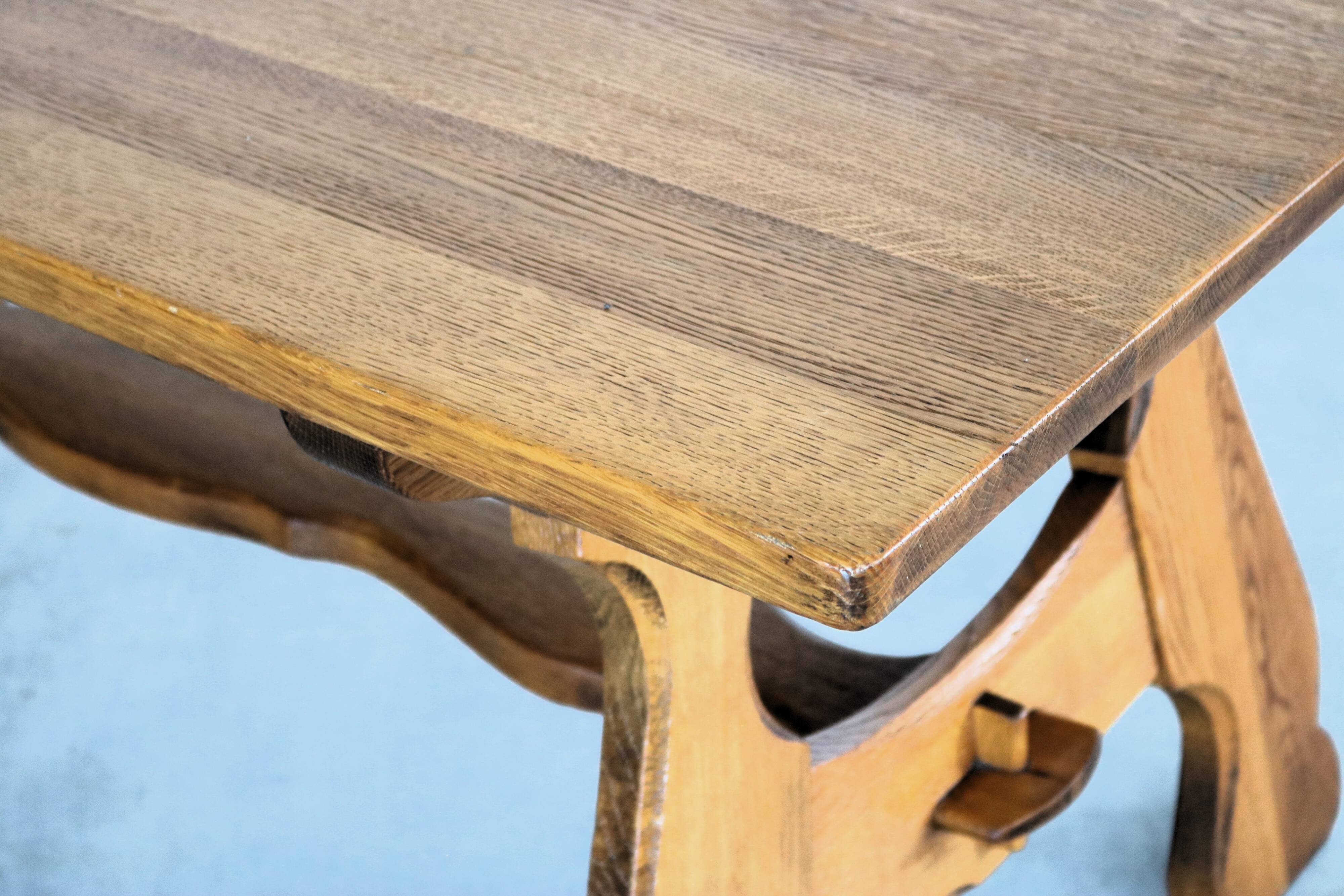 Brutalist dining table | vintage table | 50s | oak