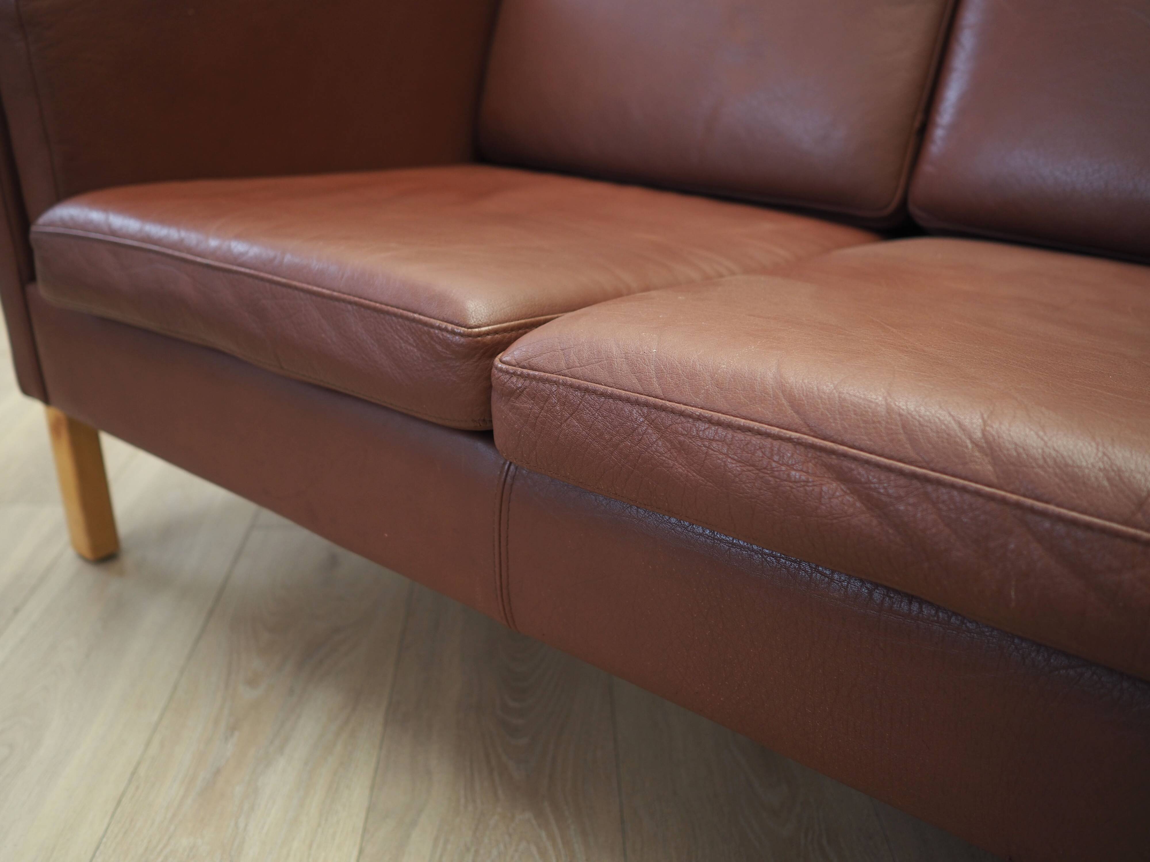 Brown leather sofa, Danish design, 1970s, production: Denmark