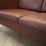 Brown leather sofa, Danish design, 1970s, production: Denmark