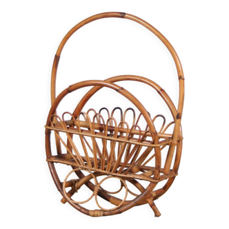 1950s Rattan magazine holder by Franco Albini, Italy