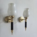 Pair of torch wall lights, 50-60