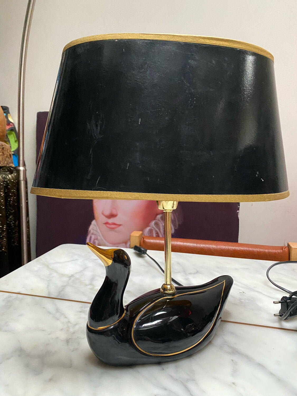 Vintage lamps black and gold duck