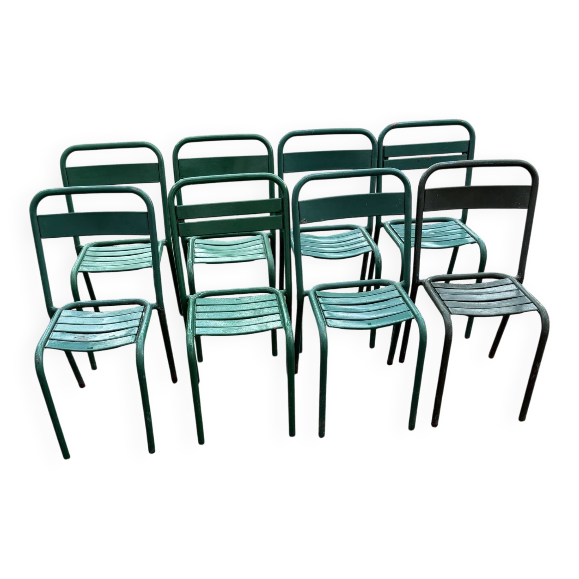 Set de 8 chaises bistrot de terrasse en métal