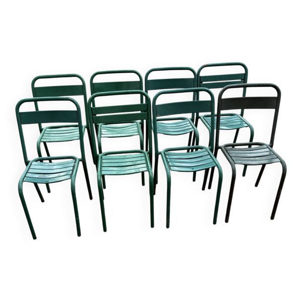 Set de 8 chaises bistrot de terrasse en métal