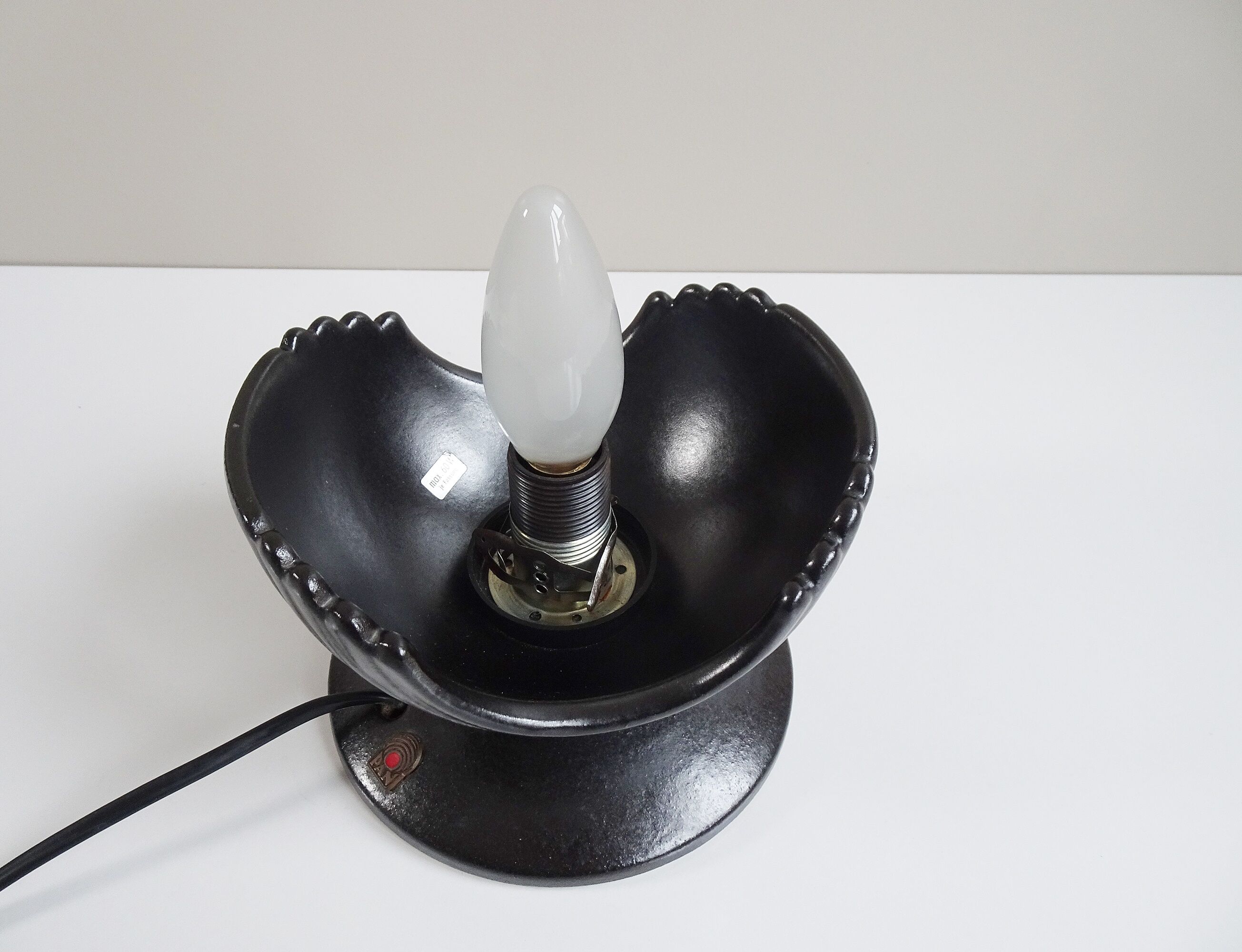 Sculptural table lamp by pan keramik with glass ball - 1970s