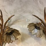 Paire d'appliques en laiton et nacre