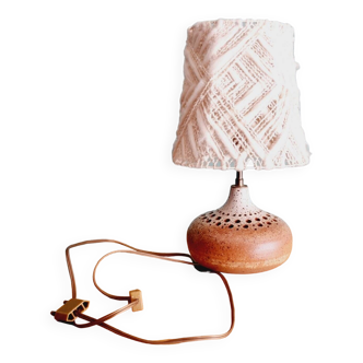 Openwork sandstone lamp and wool lampshade 1970