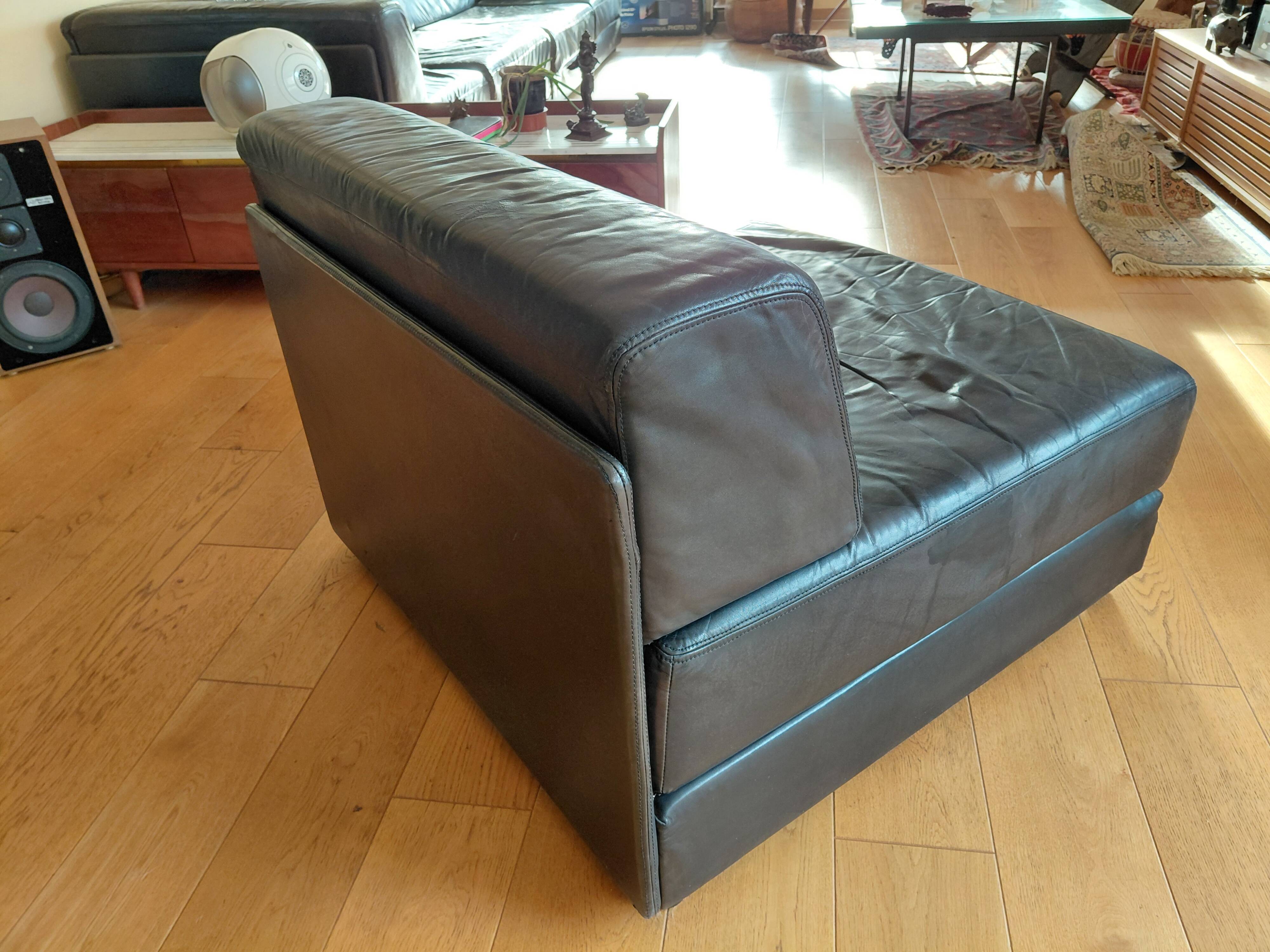 Canapé modulable De Sede DS76 en cuir noir (5 modules)