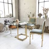 Octagonal table Italy 70 glass and brass