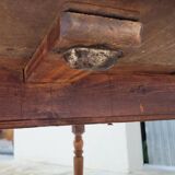 Rustic Burgundian farm table with old round shutters - 1m50