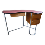Vintage desk from the 50s, metal tube base and wooden box