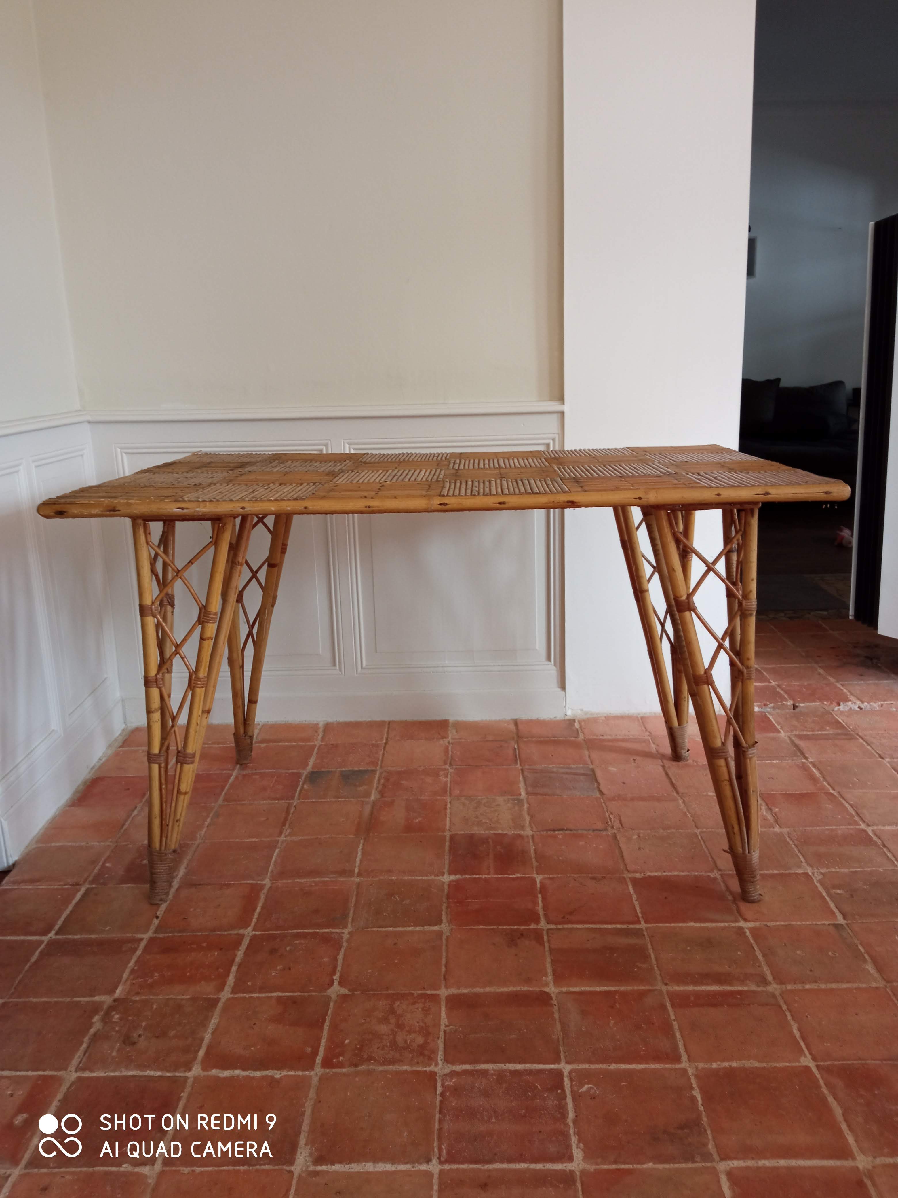 Vintage rattan dining table