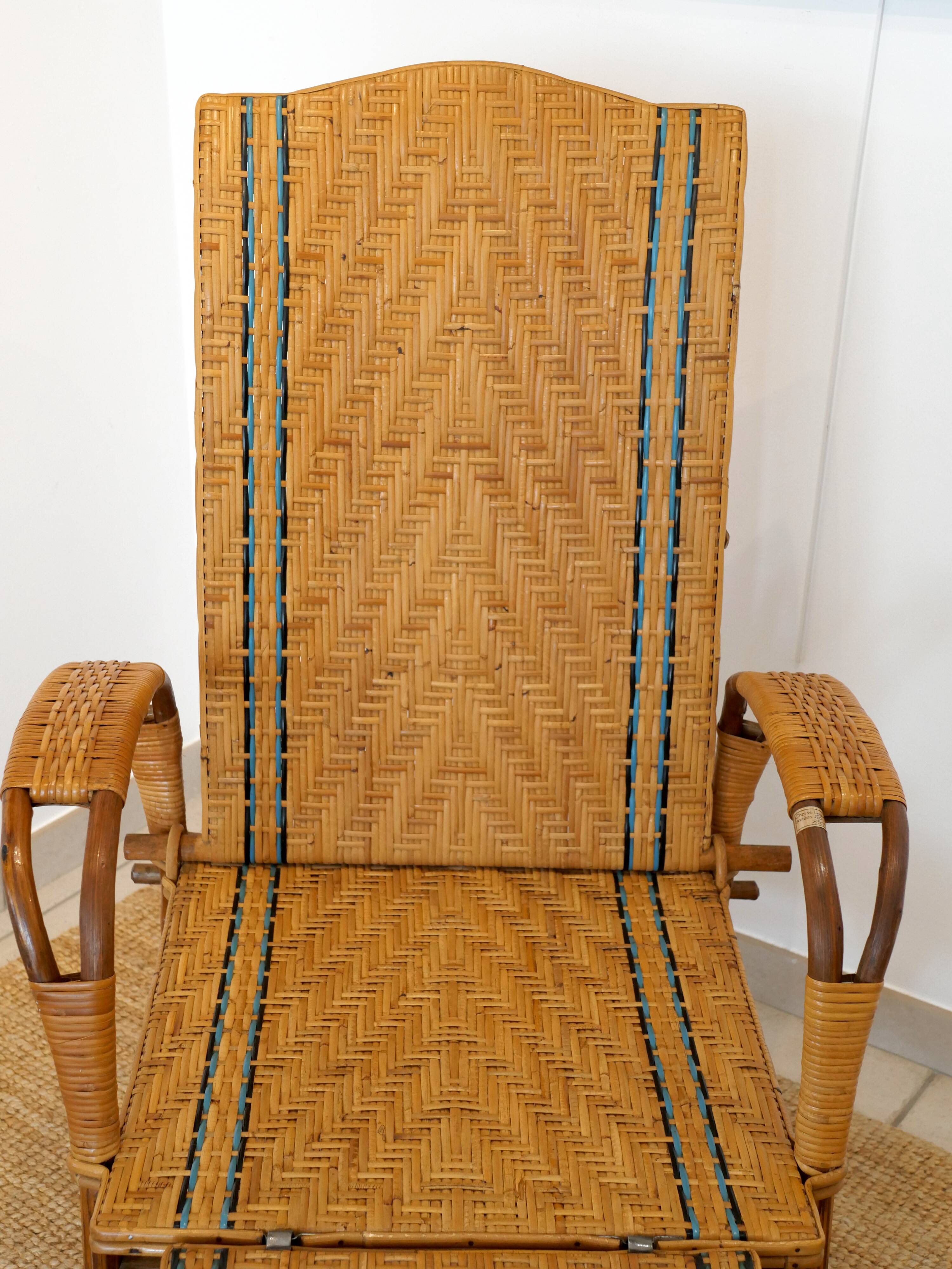 Chaise longue en osier années 30