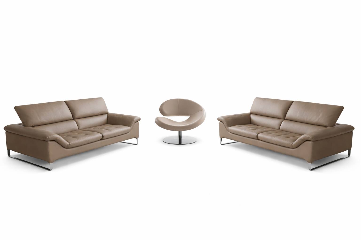 Roche Bobois leather living room set – 2 SCENARIO sofas + MOON armchair (2009)