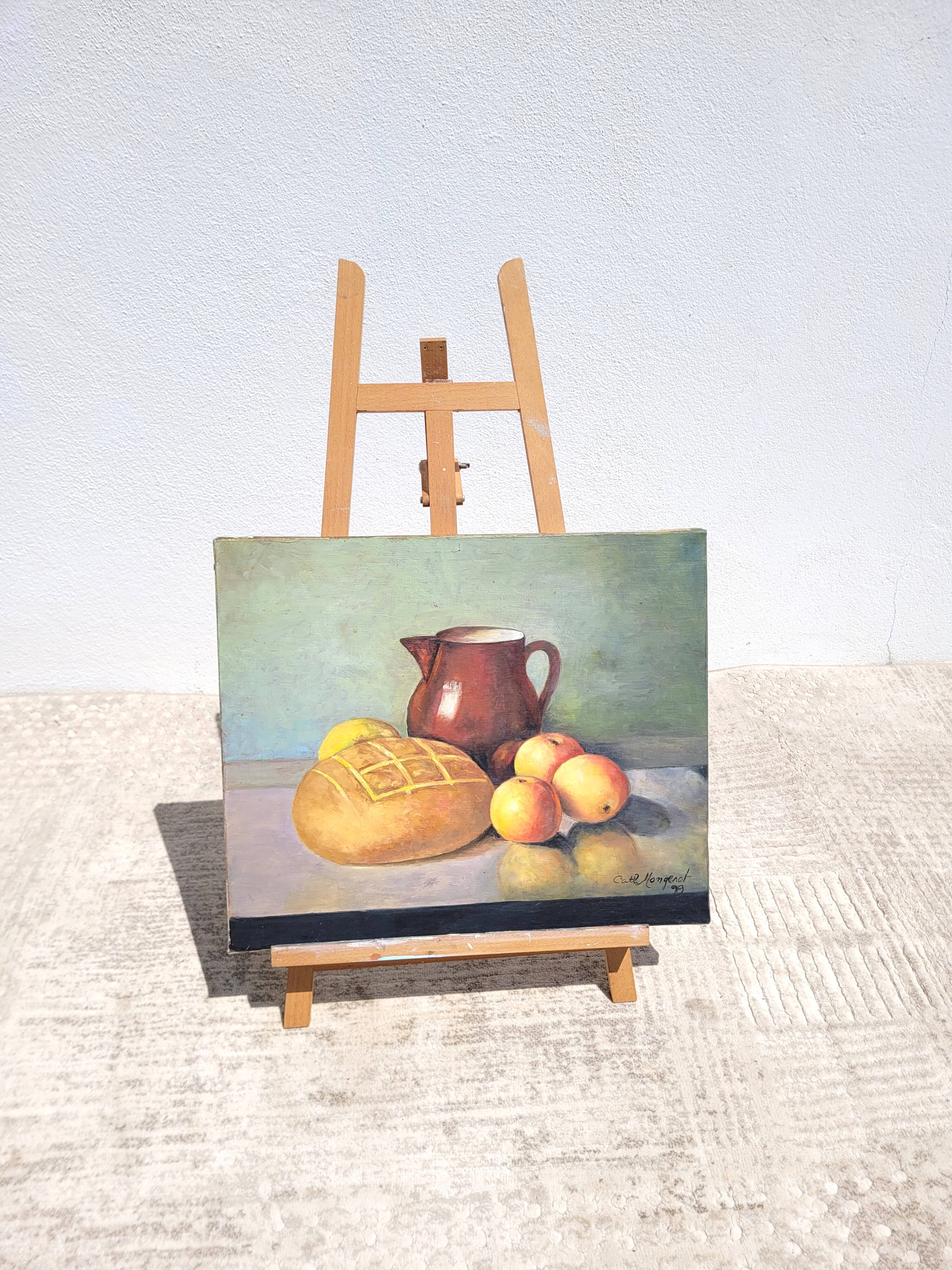 Oil painting on canvas still life with fruit