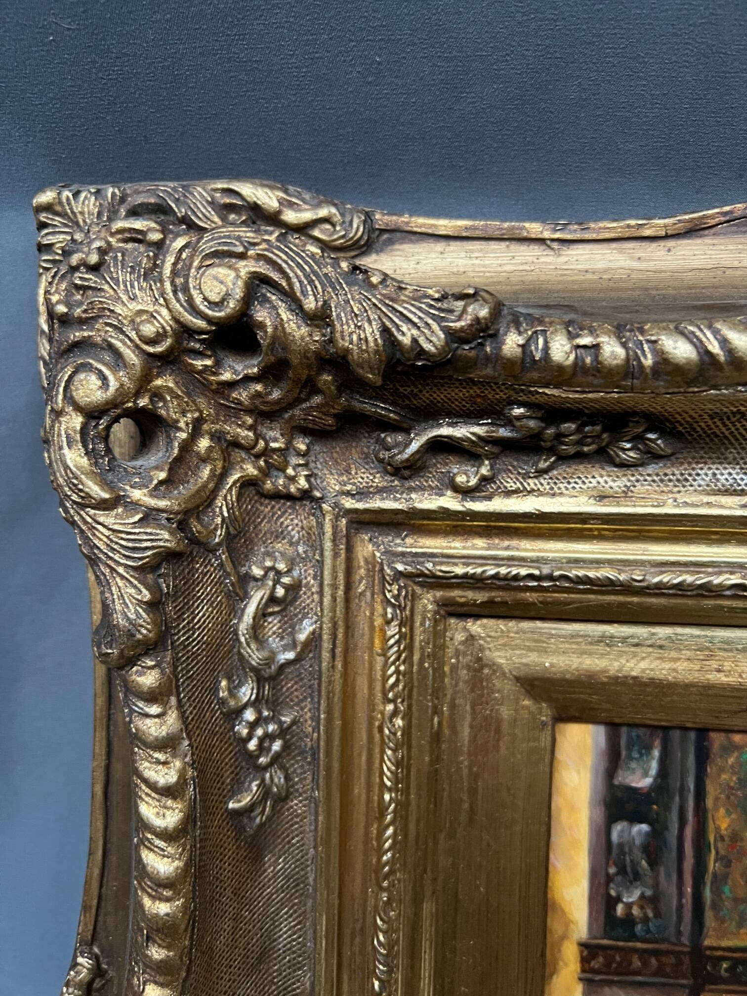 R. de Greef. “Girl with a bird” genre painting.