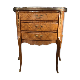 Louis XV-style 3-drawer console in marquetterie
