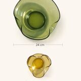 Vintage green and amber glass bowls – 1970s organic design from Canada