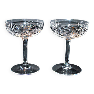 Lot de 2 coupes à champagne chantilly en cristal taillé de saint-louis