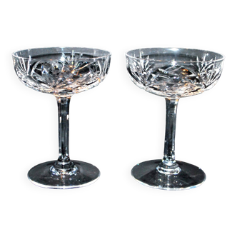 Set of 2 chantilly champagne glasses in cut crystal from saint-louis