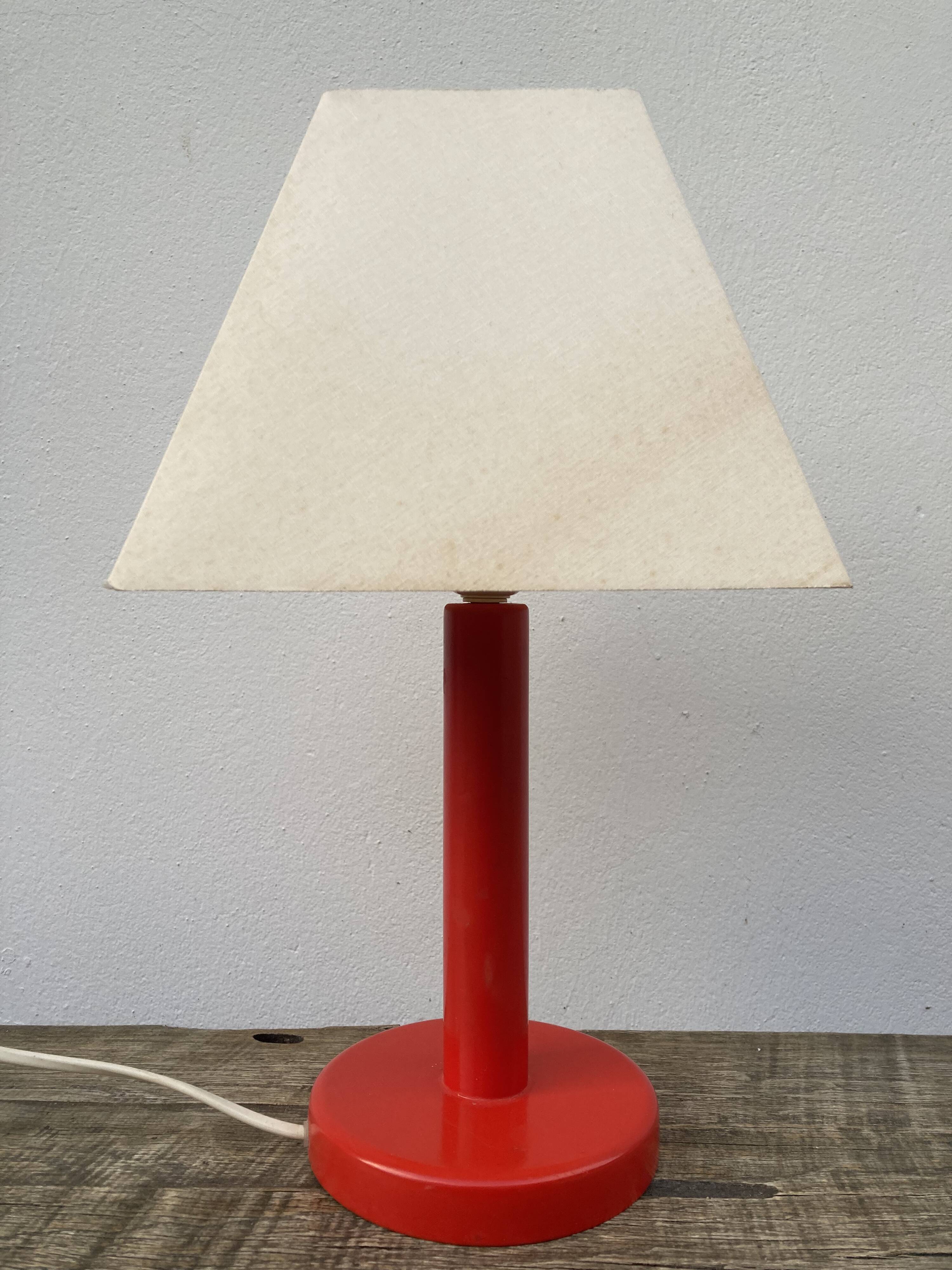 Scandinavian lamp in vintage red painted wood 90s