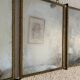 Miroir vintage 1900 triptyque barbier Art Nouveau doré - 21 x 48 cm