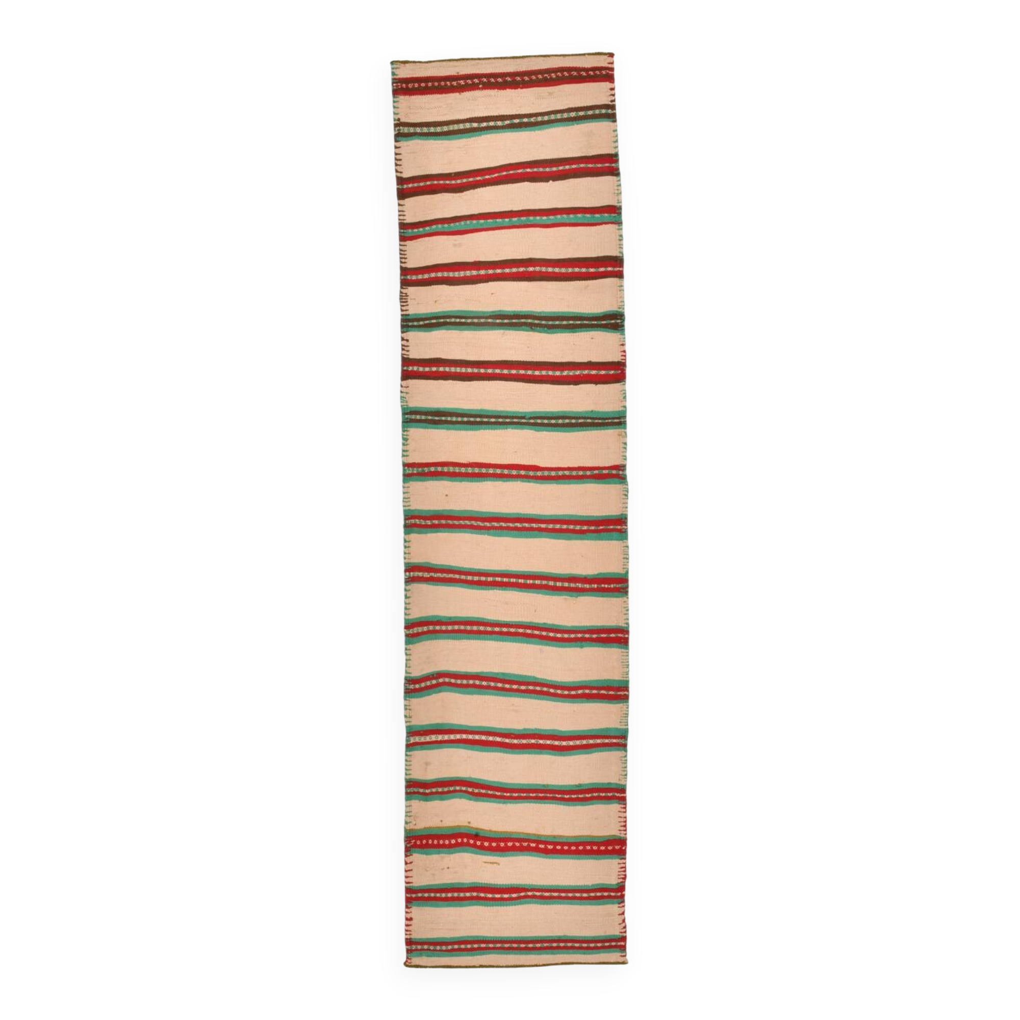 2x10 Red & Green Kilim Runner Rug, 79x323Cm