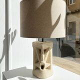 Stone lamp carved by Albert Tormos, vintage