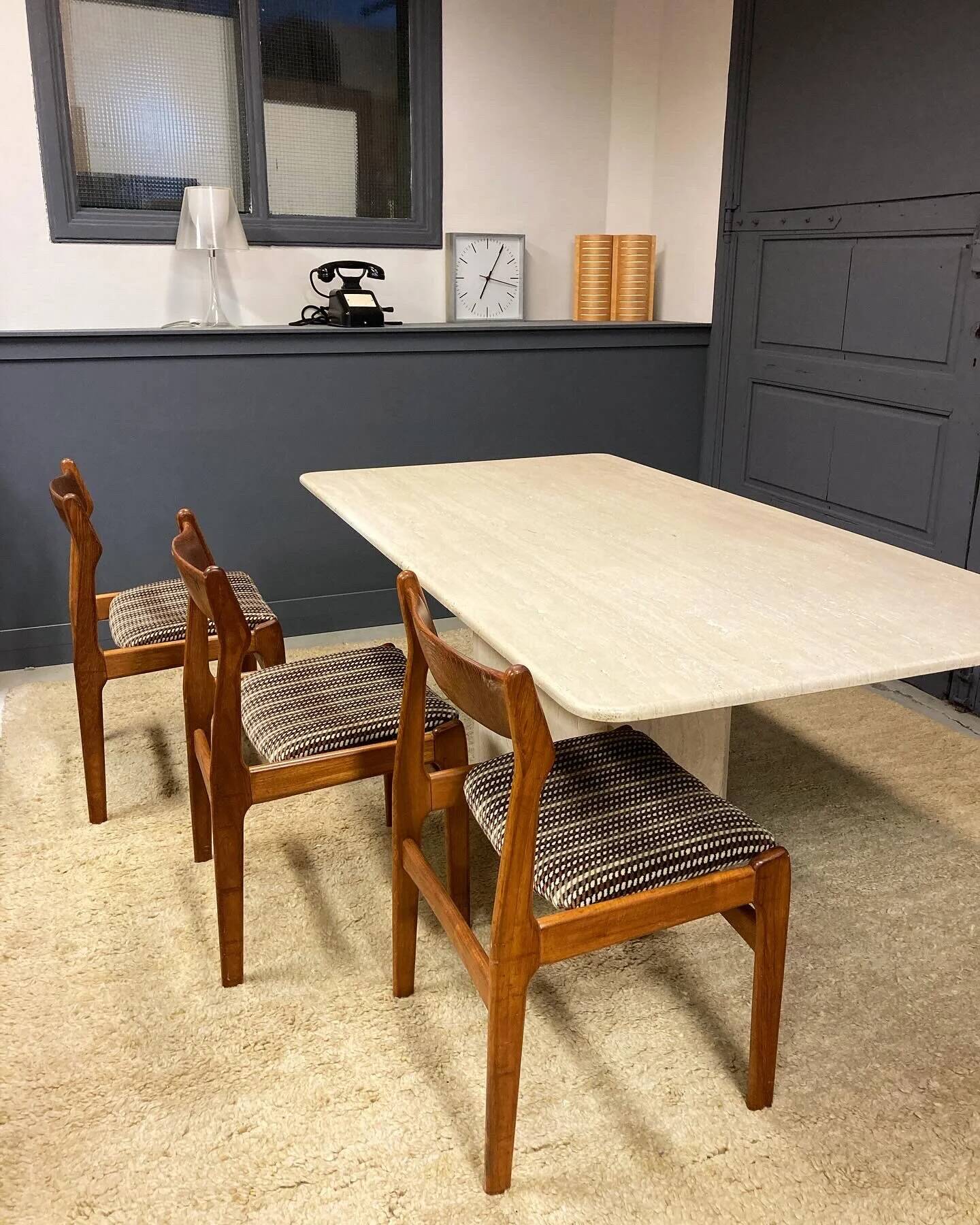 Vintage Italian travertine dining table
