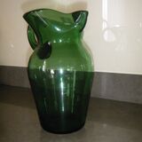 Vintage green glass water pitcher 80