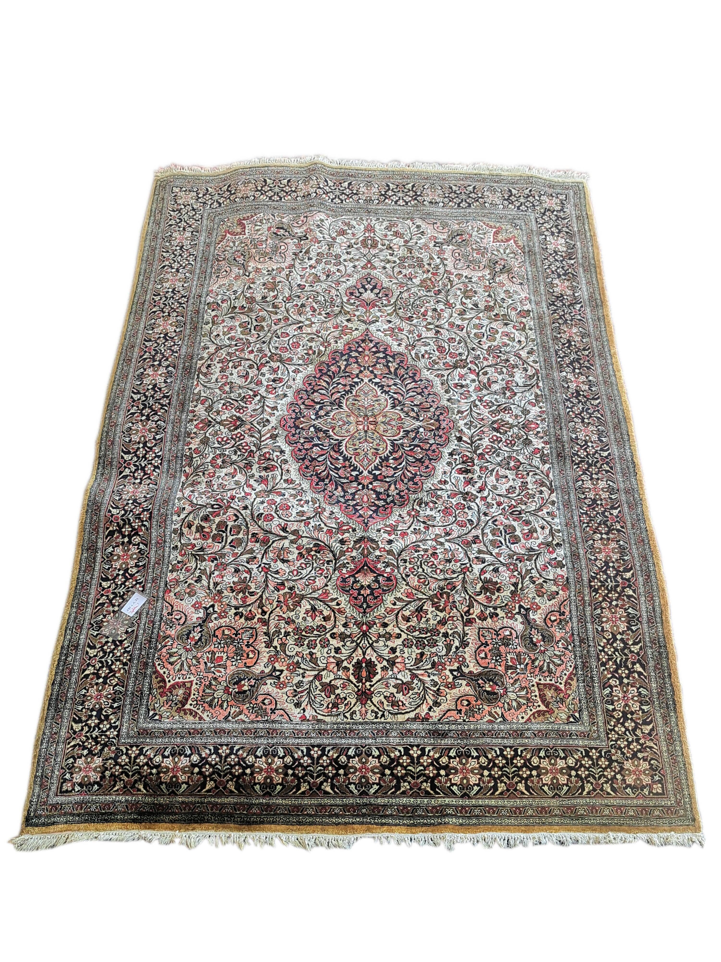 Qom/Ghom carpet, multicoloured (brown, yellow, blue, red), 135x210cm, Iran