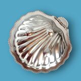 Vintage stainless steel and glass shell butter dish with knife - in its box