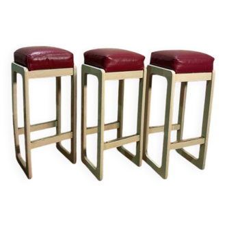 Suite de 3 tabourets de bar 1970