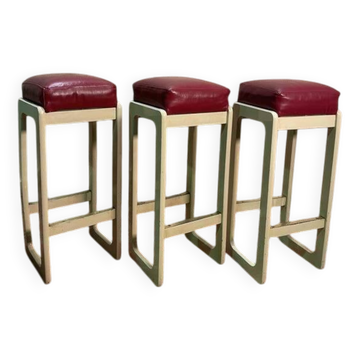 Set of 3 bar stools from the 1970s.
