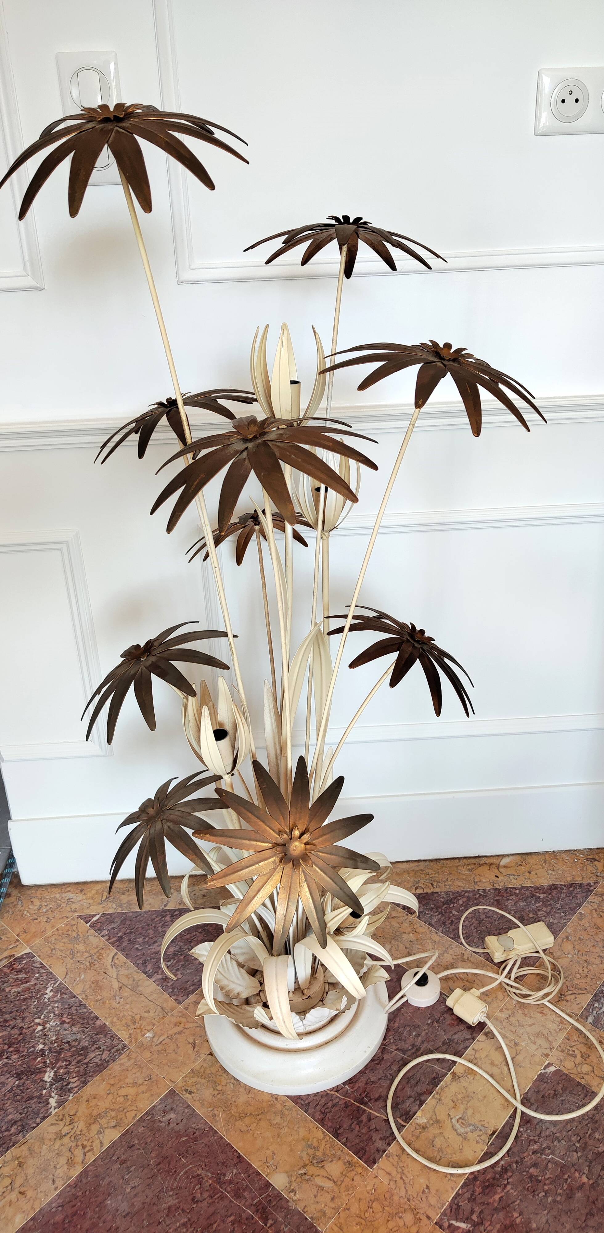 Vintage flower floor lamp by Hans Kogl 1970s