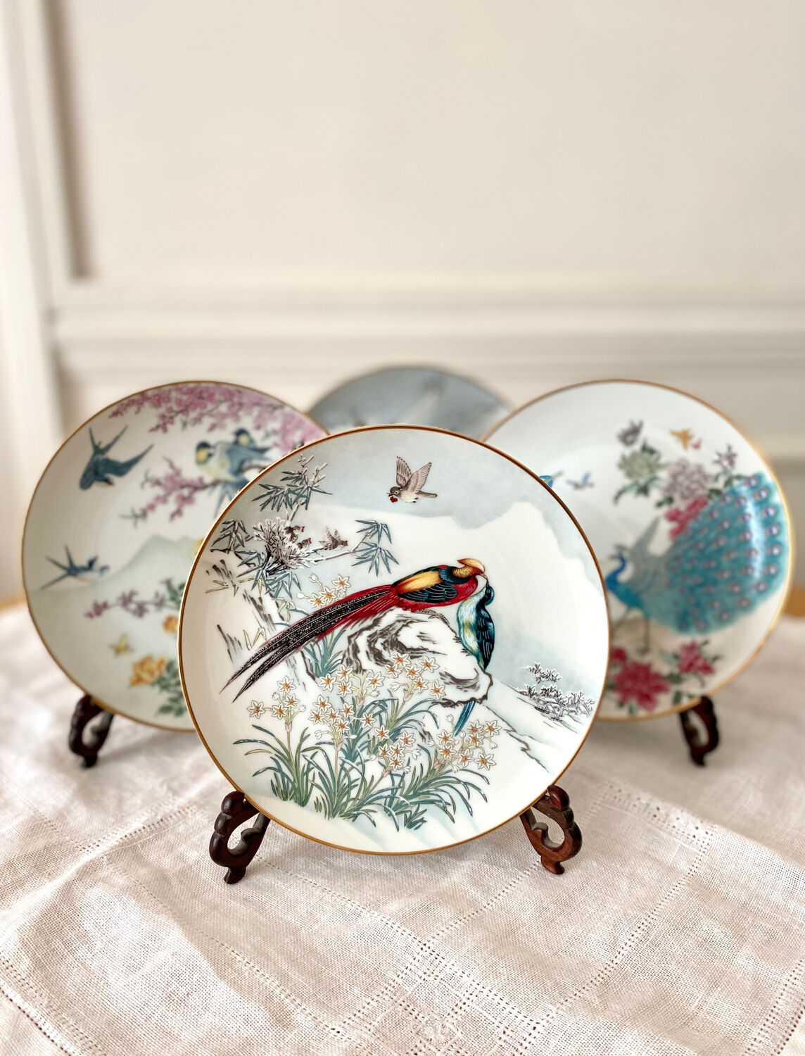 Lot 4 decorative plates porcelain Franklin mint FP Japan 1981