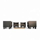 4 x Black Leather Poltrona Frau Moji Armchairs / sofa by Shigeru Uchida