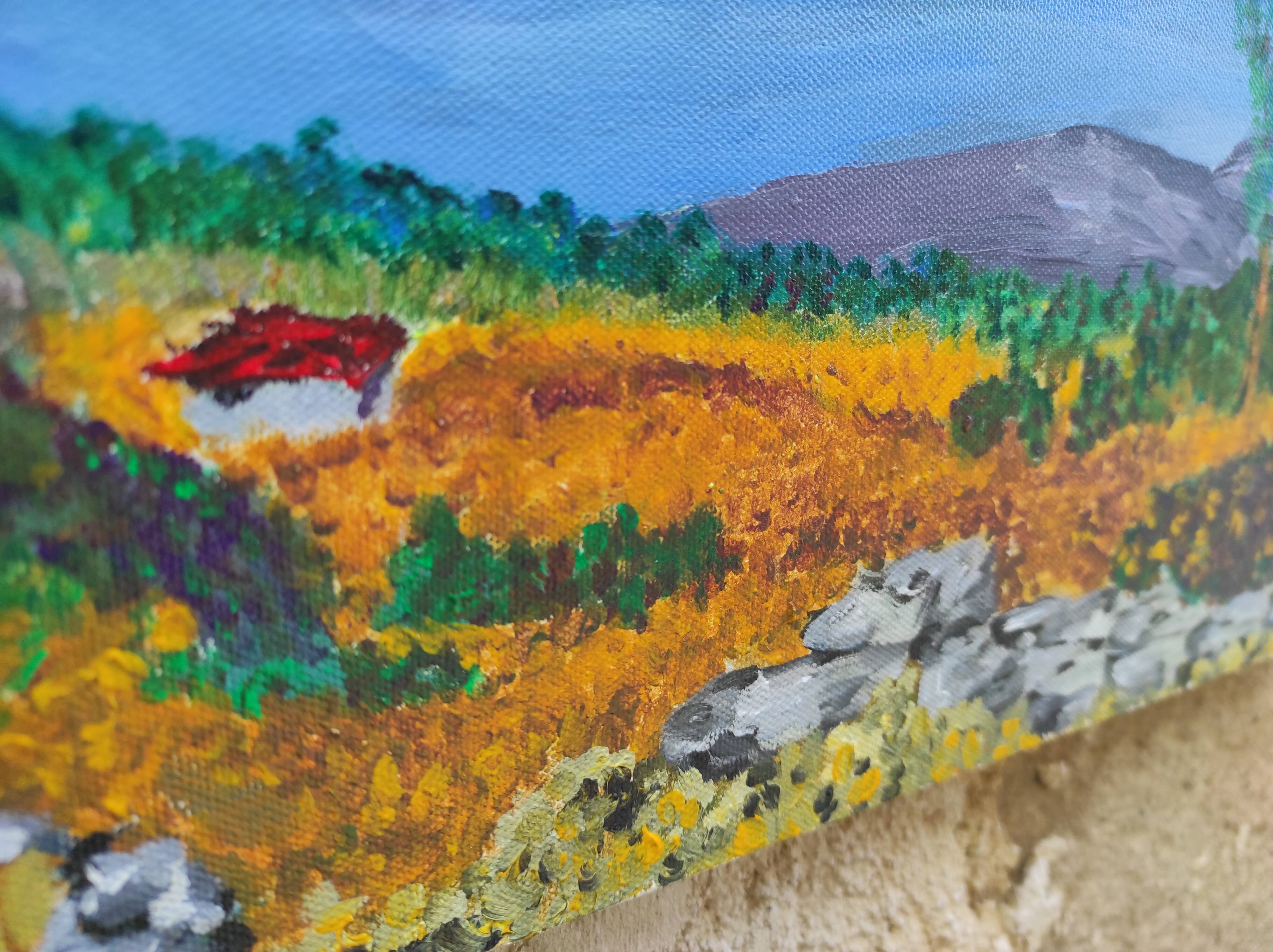 French vintage oil painting, signed CE