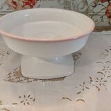 Compotier on pedestal in white ceramic pink border