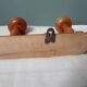 Bamboo-like wall coat rack with 5 mushroom hooks