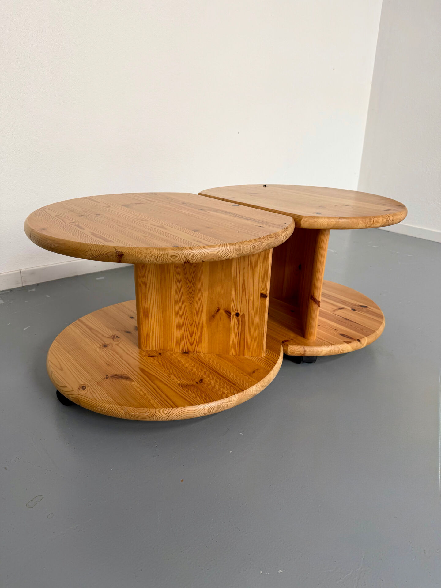 Side table, end table X2, solid pine, 1970s design.