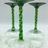 6 wine glasses with crystal twisted foot