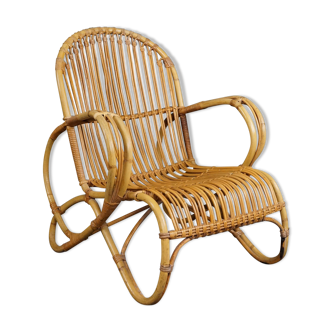 Unique Dutch design rattan armchair, 1950