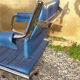Blue office chair of the 70s swivelling