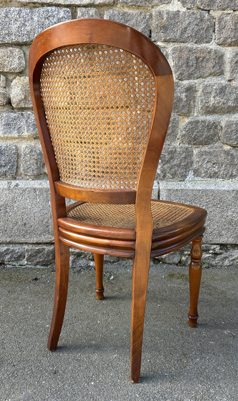 Four caned and wood chairs, Louis Philippe style, vintage, 1960s