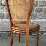 Four caned and wood chairs, Louis Philippe style, vintage, 1960s