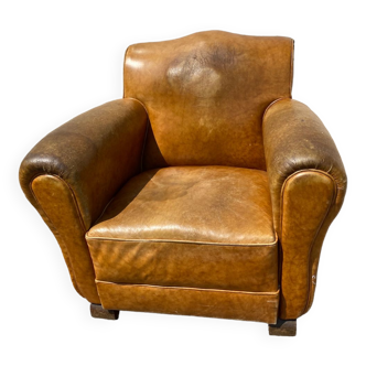Vintage Havana leather club armchair