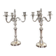 Pair of Louis XVI style silver-plated metal candelabras. Chrysalia house