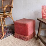 60s pink velvet pouf